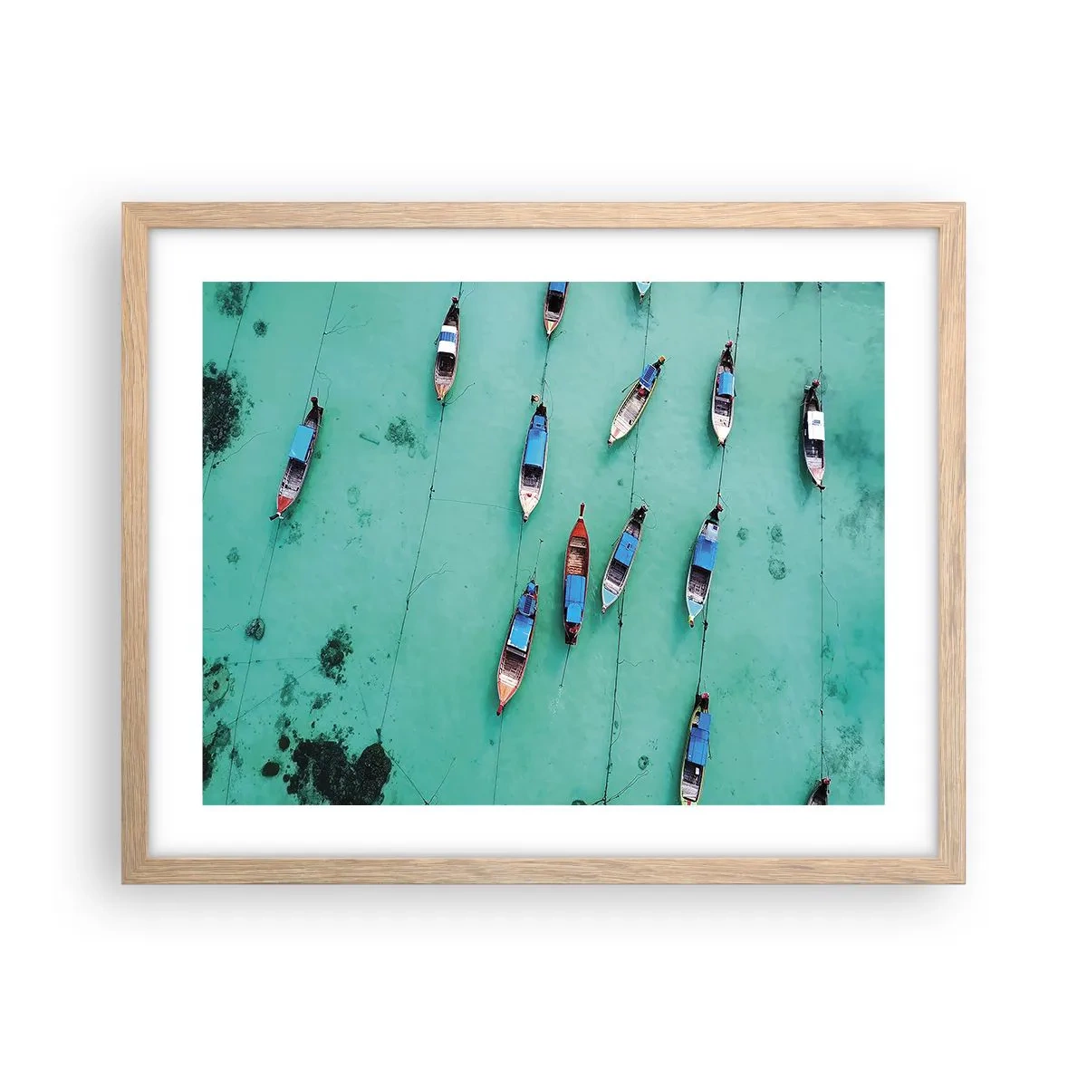 Plakat i ramme af lyst egetræ - I glædelig forventning - 50x40 cm
