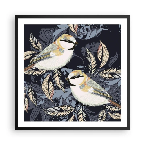 Plakat i sort ramme - Gul-blå espalier - 60x60 cm