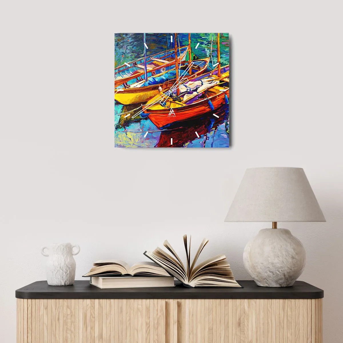 Vægur, Uret - På vand, der er tykt af farve - 30x30 cm