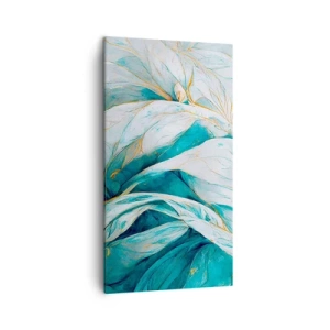 Lærredstryk - Billede på lærred - Blå abstraktion med et guldmotiv - 45x80 cm