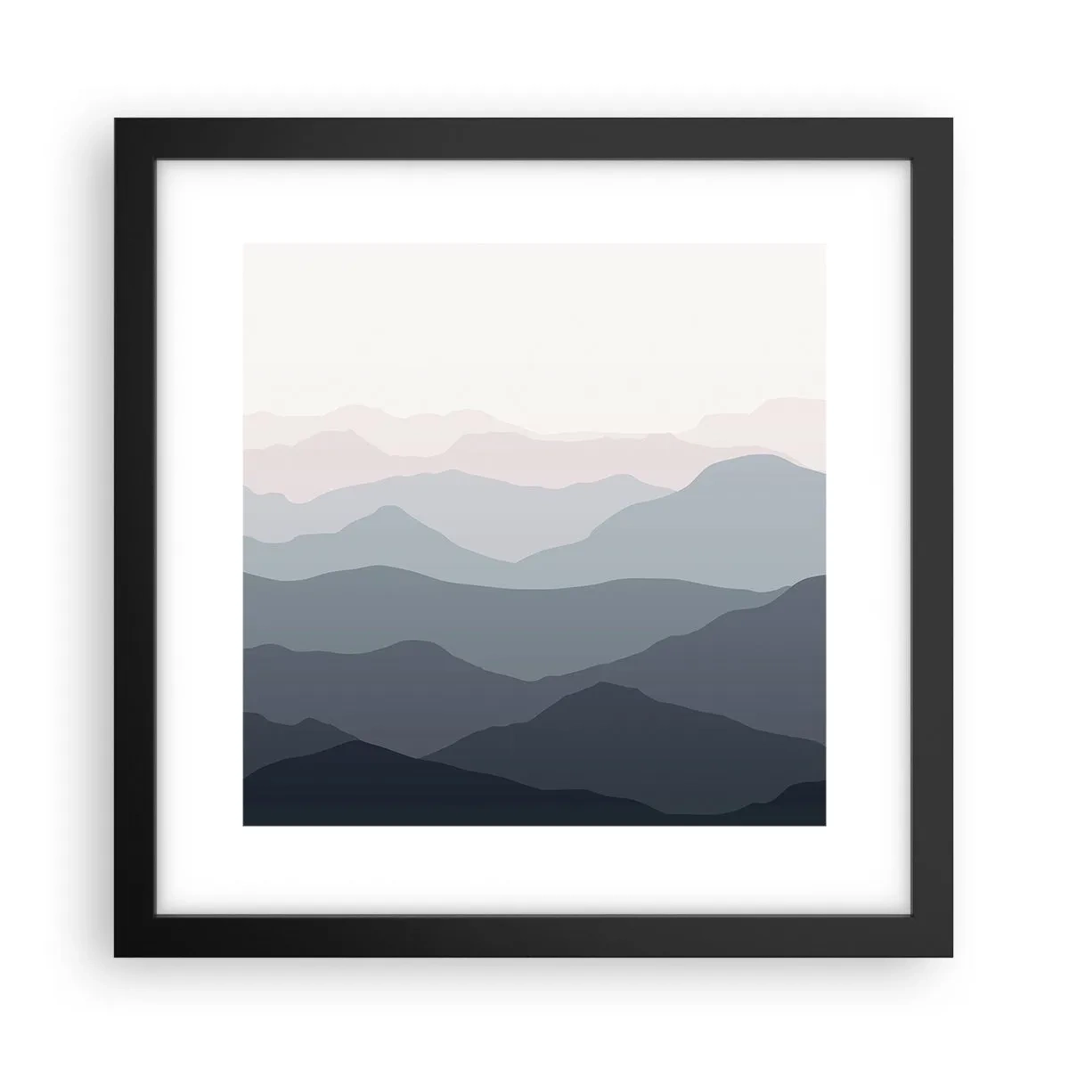 Plakat i sort ramme - Bølger af bjerge - 30x30 cm