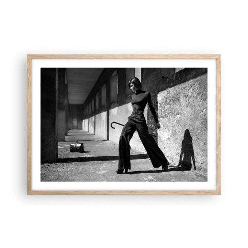 Plakat i ramme af lyst egetræ - Byens elegance - 70x50 cm