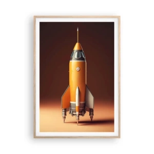 Plakat i ramme af lyst egetræ - Det begynder med en drøm - 70x100 cm