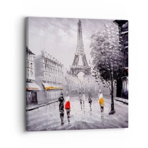 Lærredstryk - Billede på lærred - En parisisk spadseretur - 30x30 cm