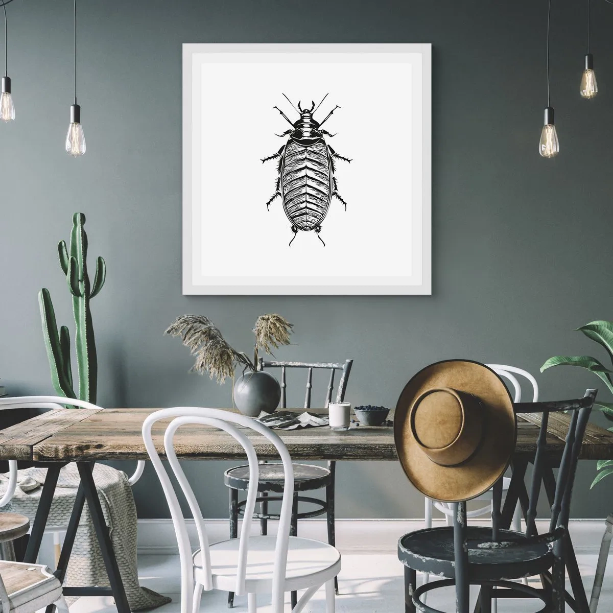 Plakat i hvid ramme - Sikke et eksemplar! - 40x40 cm