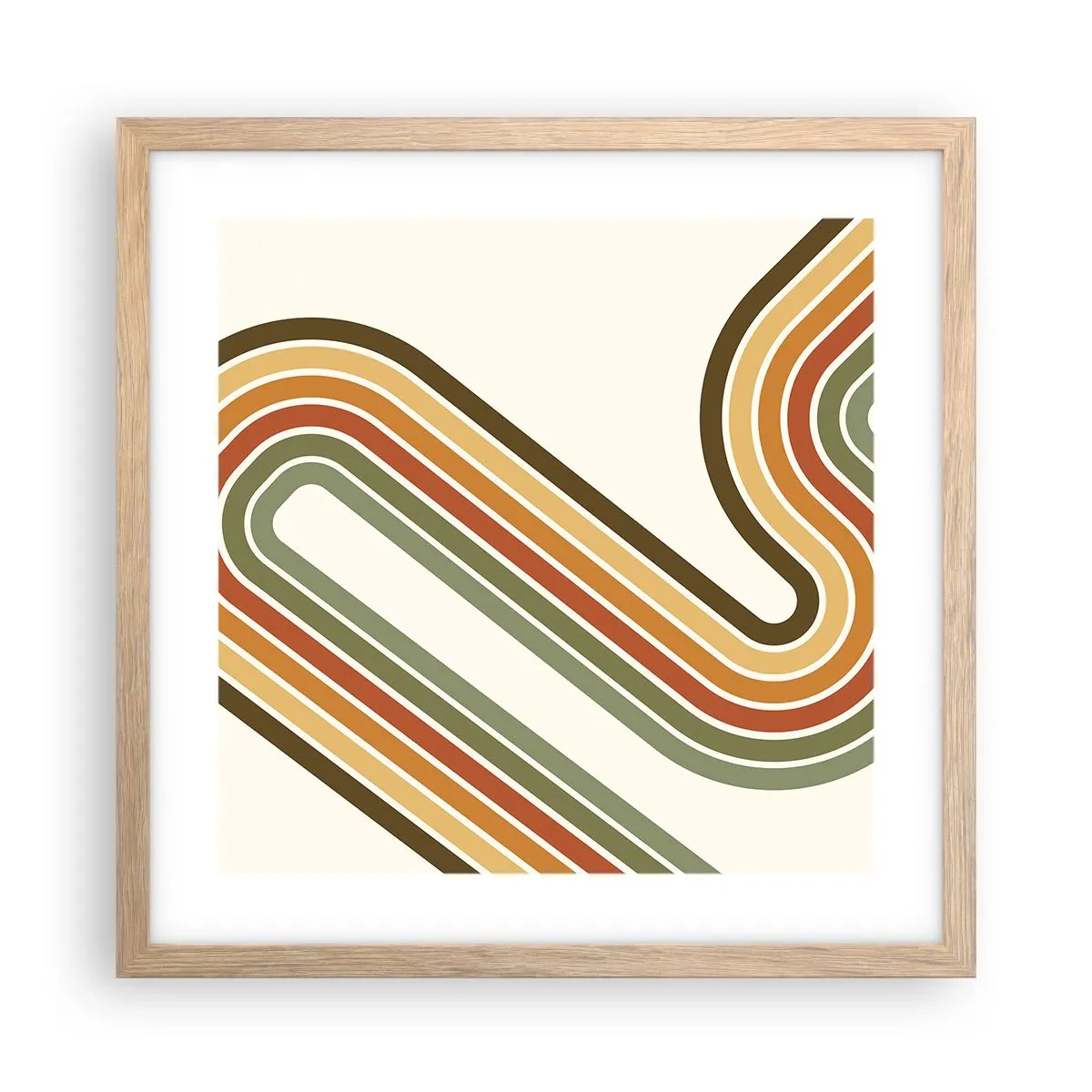 Plakat i ramme af lyst egetræ - Zigzag til destinationen - 40x40 cm
