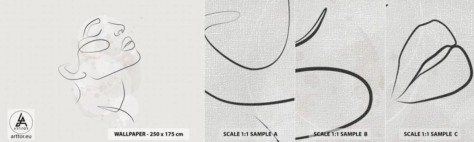 Prøve Fototapet Premium Canvas - Skitse af drømmen - Kvindens ansigt, Kvinde, Grafik - 100x30 cm