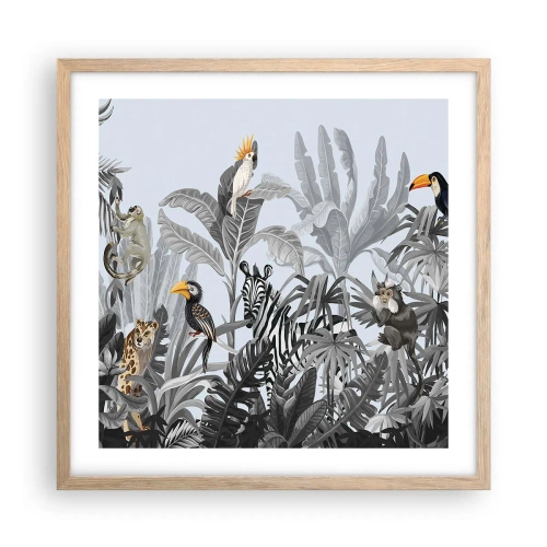 Plakat i ramme af lyst egetræ - En afrikansk fabel - 50x50 cm