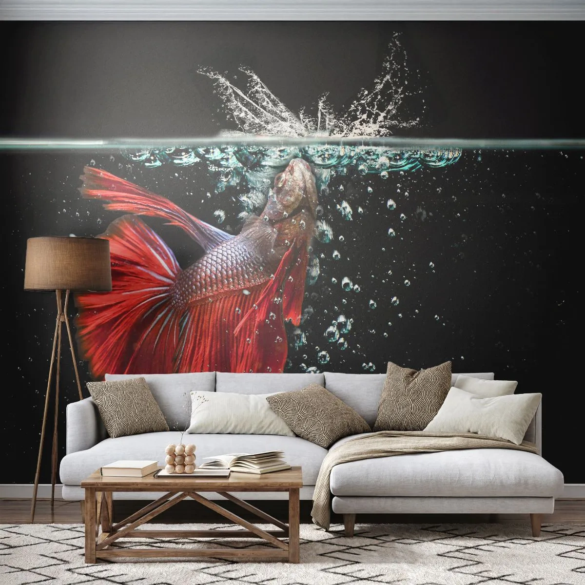 Fototapet Standard Eco - Du har tre ønsker - Abstraktion, Akvarium, Fisk - 200x140 cm