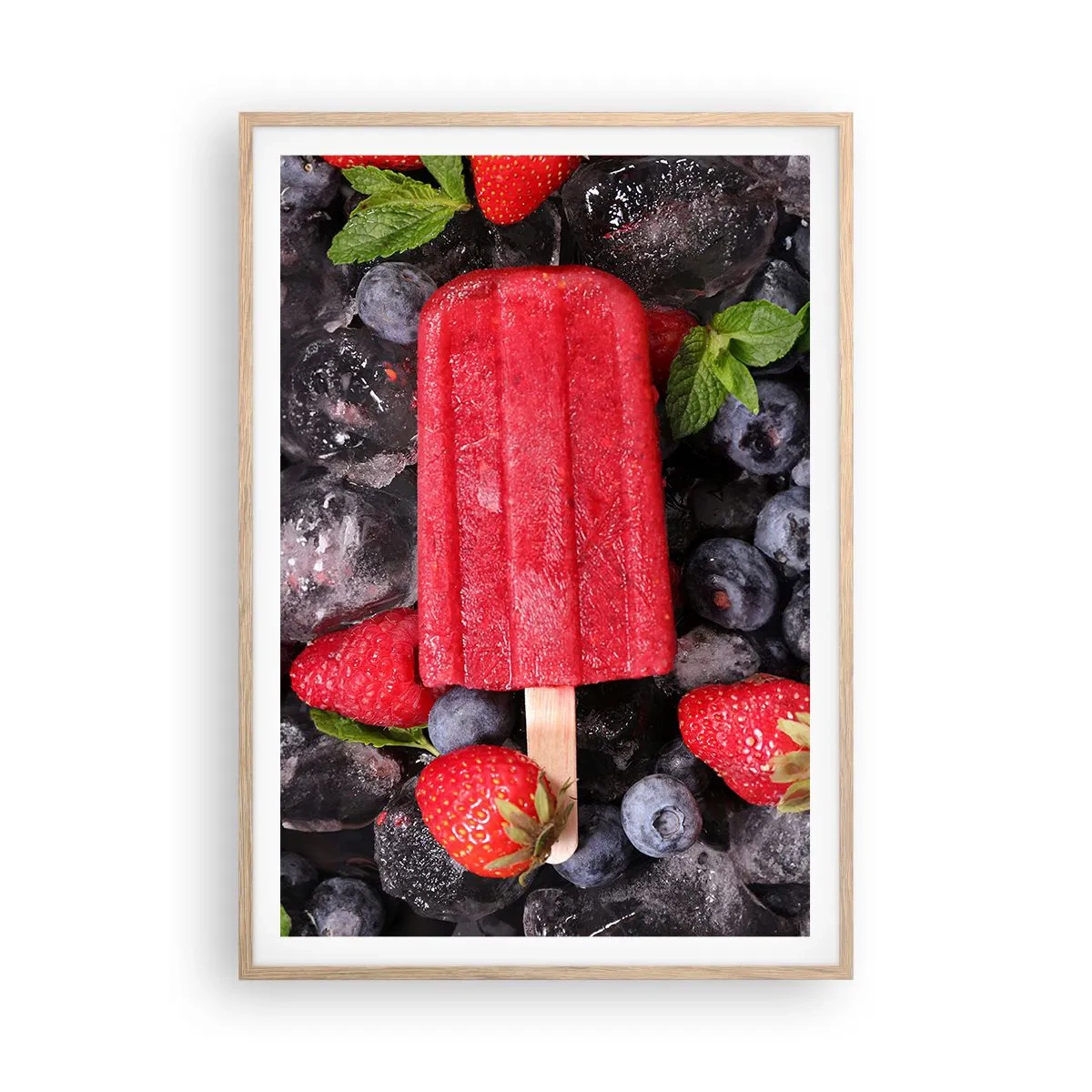 Plakat i ramme af lyst egetræ - En smag af varm sommer - 70x100 cm