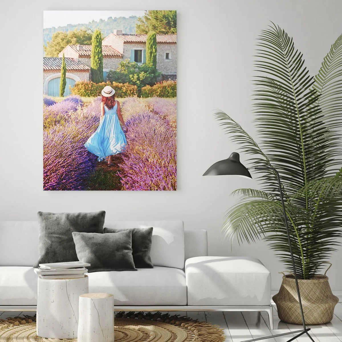 Billede på glas - Lavendel pige - 50x70 cm