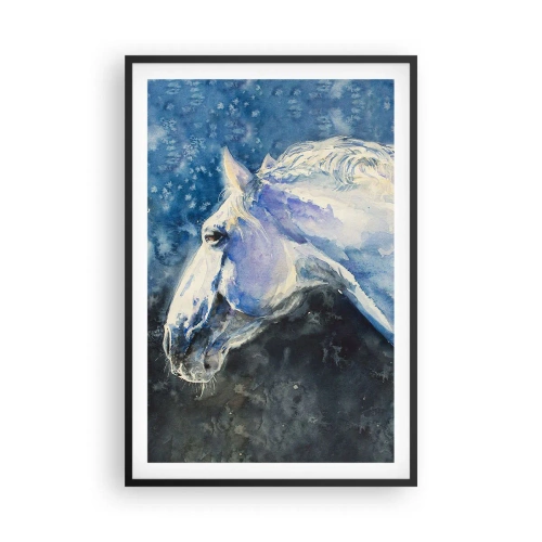 Plakat i sort ramme - Portræt i et blåt skær - 61x91 cm