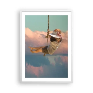 Plakat i hvid ramme - Sjov i skyerne - 50x70 cm
