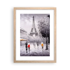 Plakat i ramme af lyst egetræ - En parisisk spadseretur - 30x40 cm