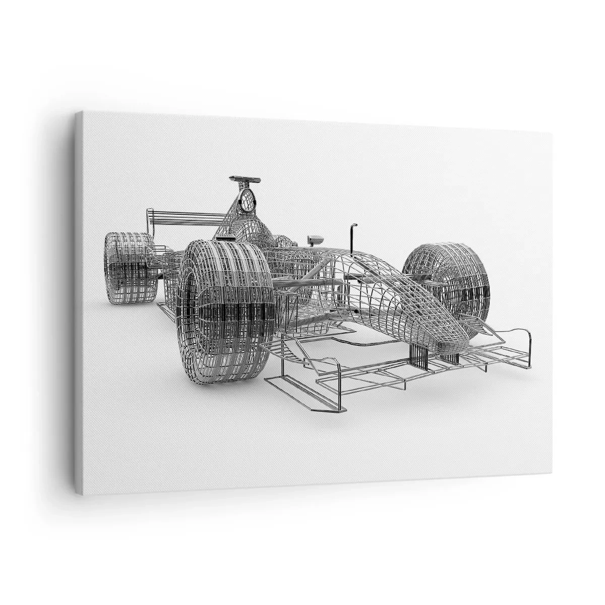 Lærredstryk - Billede på lærred - En designskitse af en racerbil på en lys baggrund - 70x50cm - Ideelt design - idéen om dynamik - Moderne vægdekoration til stue og soveværelse ARTTOR