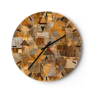 Vægur, Uret - Abstrakt geometrisk mønster i nuancer af guld og brun - 30x30cm - Verden i form - Moderne vægdekoration til stue, køkken og soveværelse ARTTOR