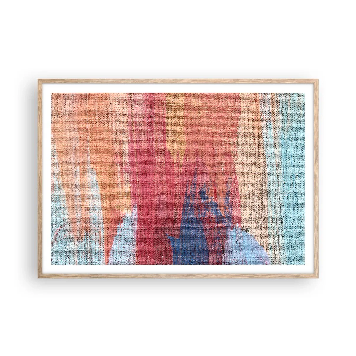 Plakat i ramme af lyst egetræ - Lad en regnbue flyde - 100x70 cm