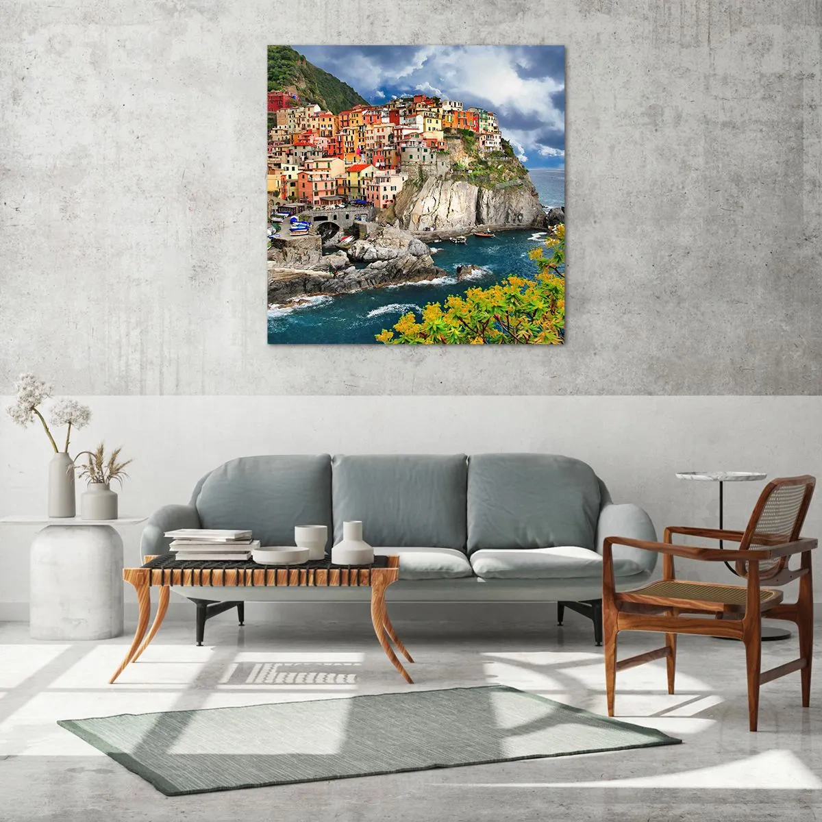 Billede på glas - En klynge klæber sig til klipperne - 60x60 cm