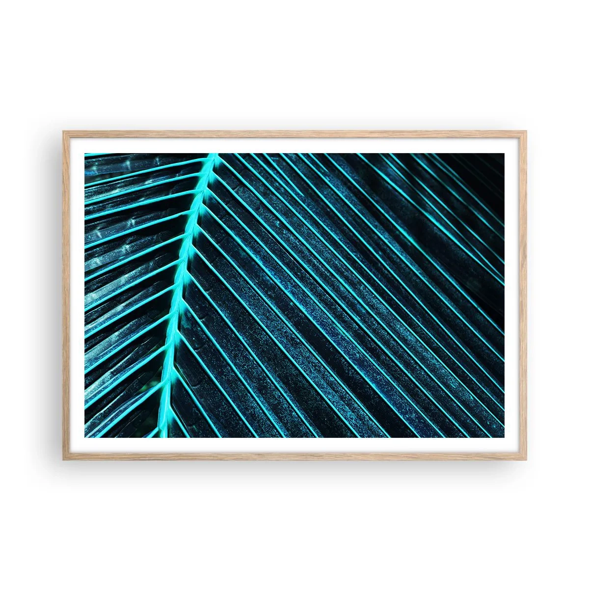Plakat i ramme af lyst egetræ - Tekstur af grønt - 100x70 cm
