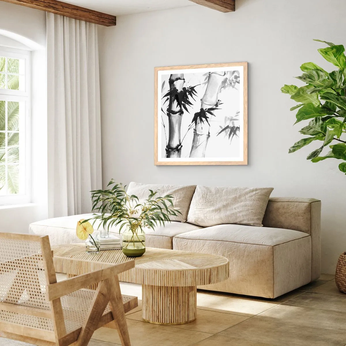 Plakat i ramme af lyst egetræ - Nærbillede af Orienten - 30x30 cm