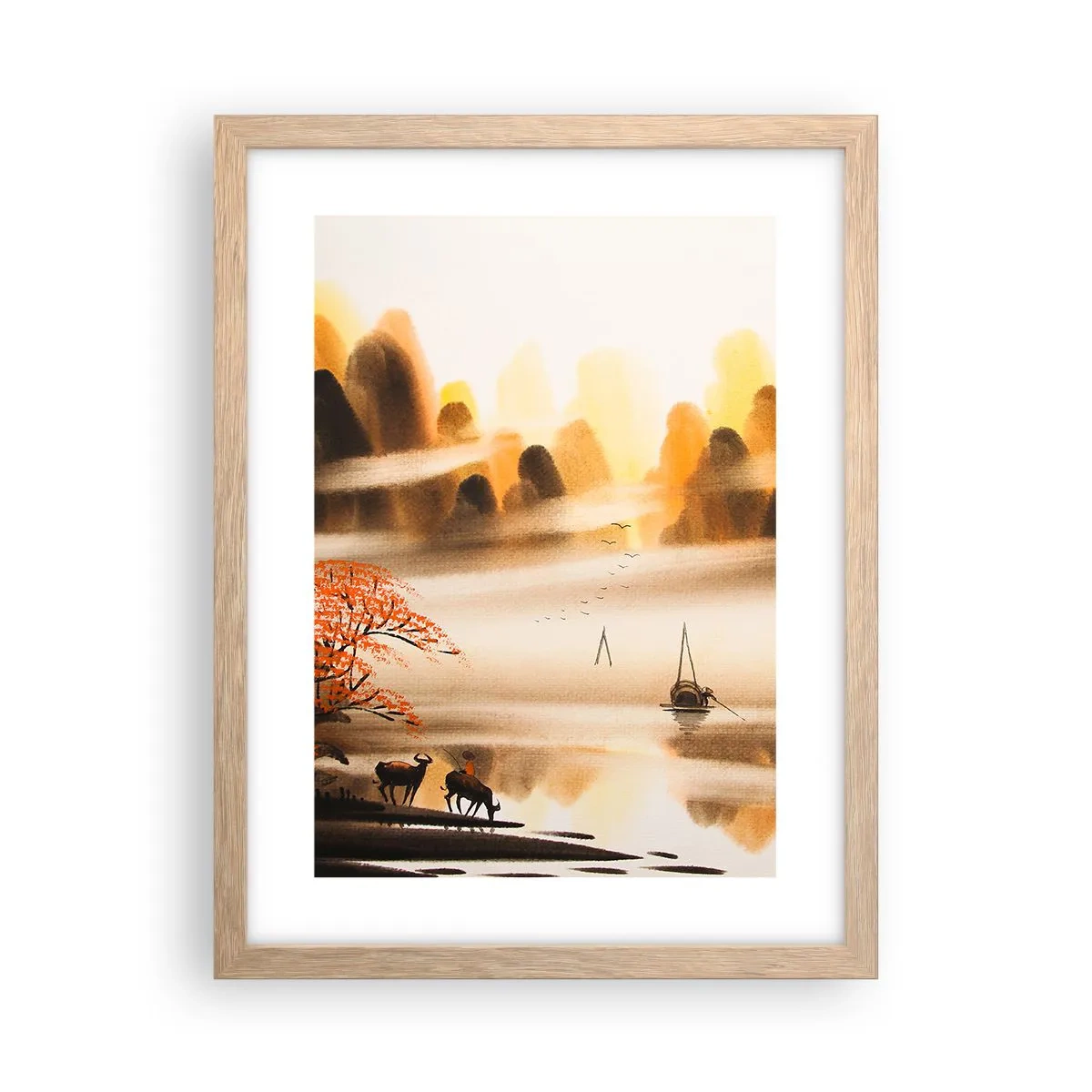 Plakat i ramme af lyst egetræ - Længere væk end det fjerne Østen - 30x40 cm