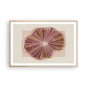 Plakat i ramme af lyst egetræ - Strålende abstraktion - 91x61 cm