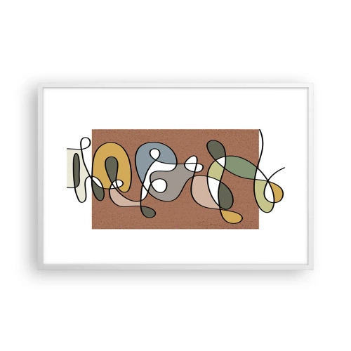 Plakat i hvid ramme - En abstraktion, der er værd at smile over - 91x61 cm