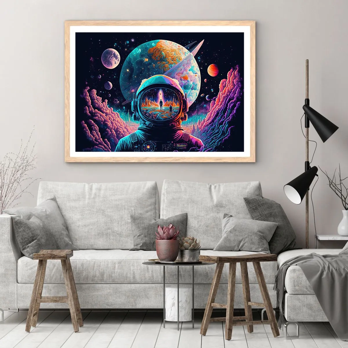 Plakat i ramme af lyst egetræ - Filosoffer har aldrig drømt - 50x40 cm