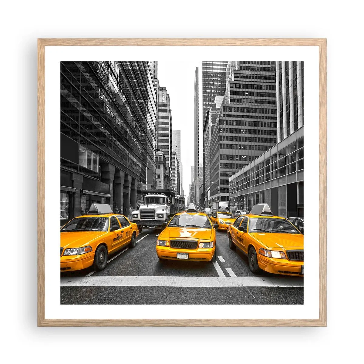 Plakat i ramme af lyst egetræ - Det er os, der farver byen - 60x60 cm