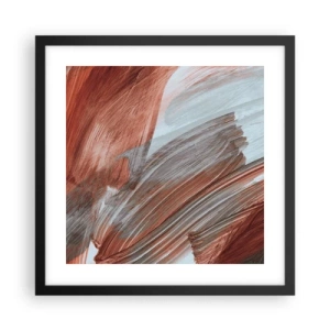 Plakat i sort ramme - Efterårsagtig og blæsende abstraktion - 40x40 cm