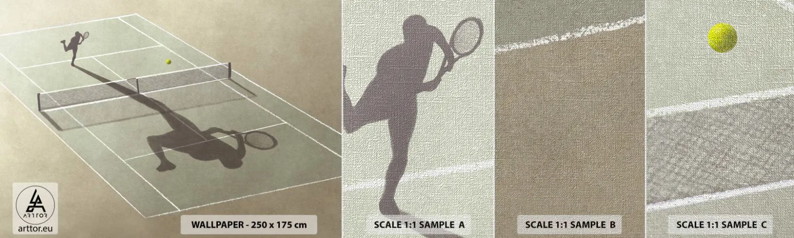Prøve Fototapet Premium Canvas - Overvind dig selv - Tennis, Domstole, Sport - 100x30 cm