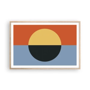 Plakat i ramme af lyst egetræ - En sammensætning af varme og kølighed - 91x61 cm