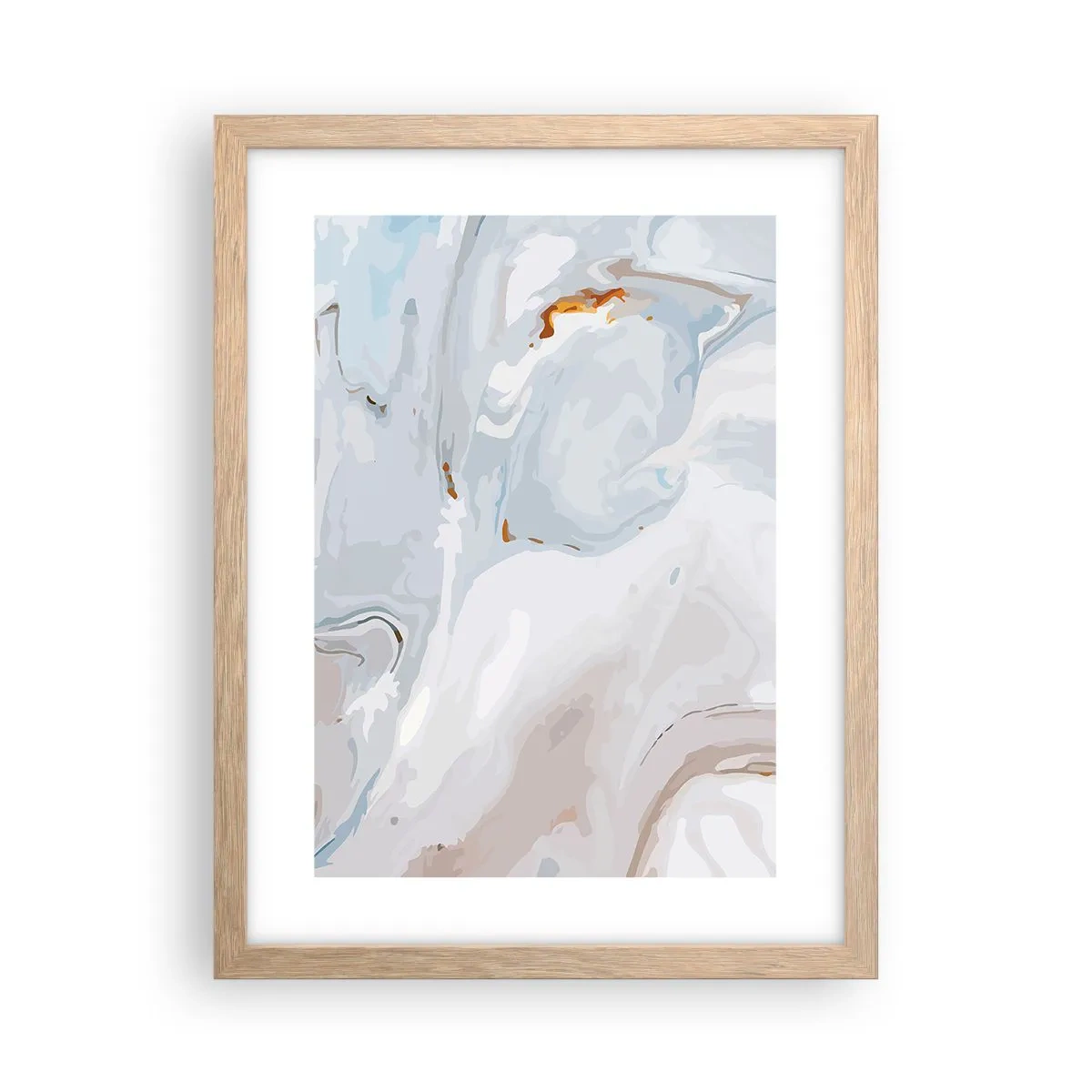 Plakat i ramme af lyst egetræ - Hvid opløftet - 30x40 cm