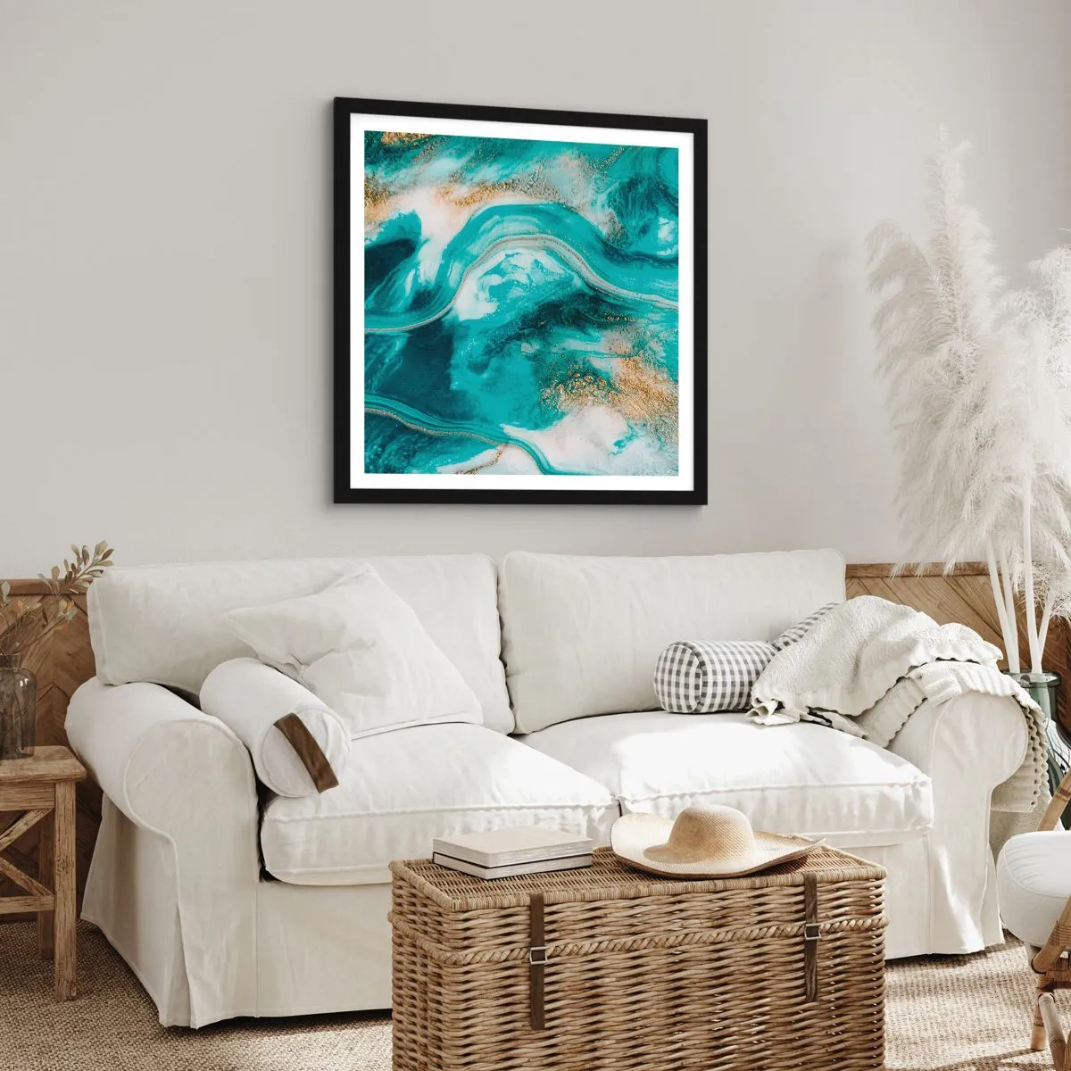 Plakat i sort ramme - Flod af guld - 40x40 cm