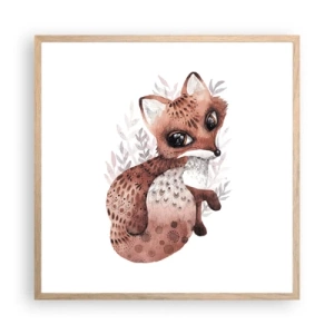 Plakat i ramme af lyst egetræ - Kun kærlighed - 60x60 cm