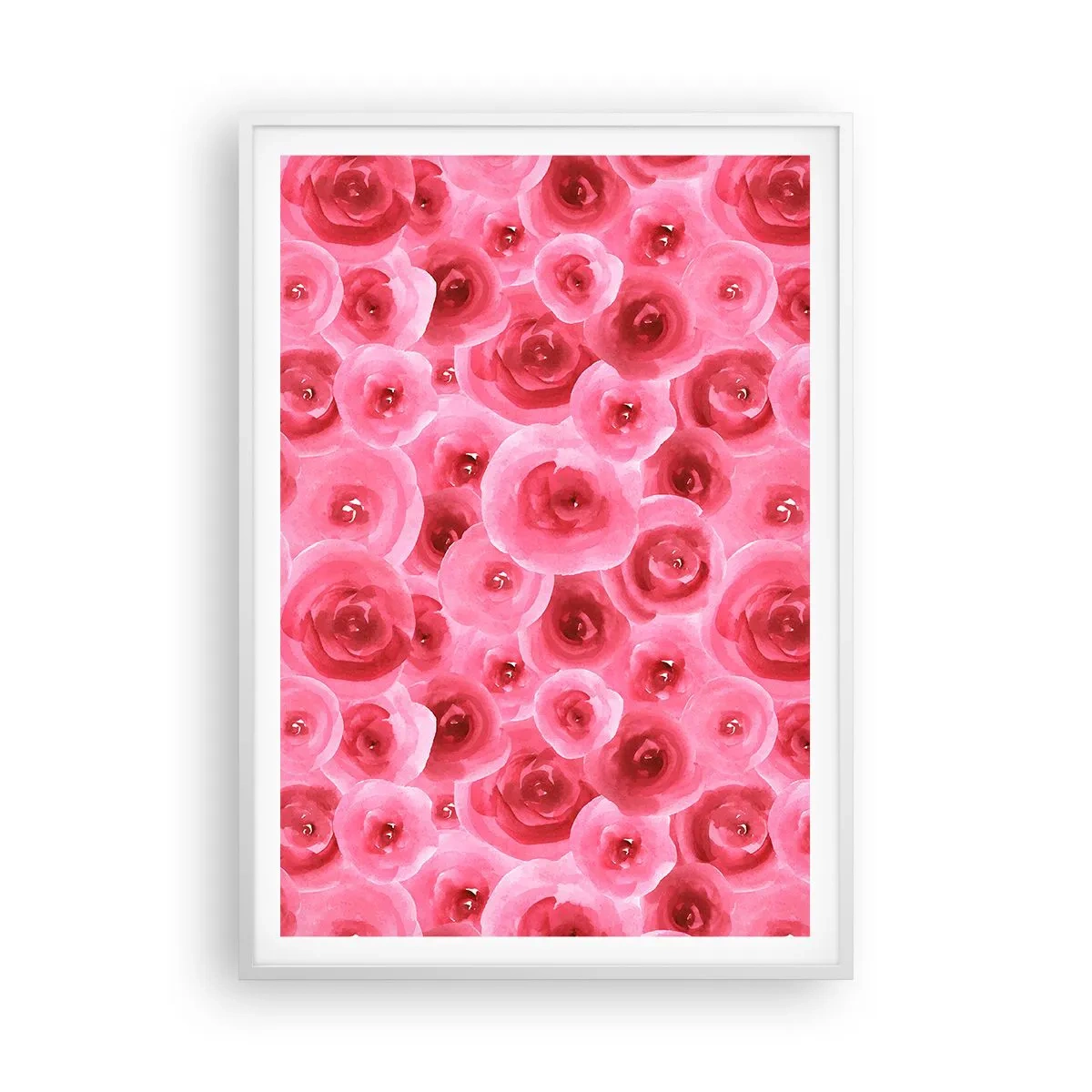 Plakat i hvid ramme - Roser under og over - 70x100 cm
