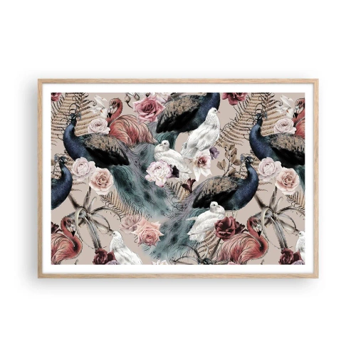 Plakat i ramme af lyst egetræ - I paladsets have - 100x70 cm