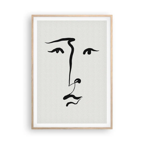 Plakat i ramme af lyst egetræ - Portræt i én linje - 70x100 cm