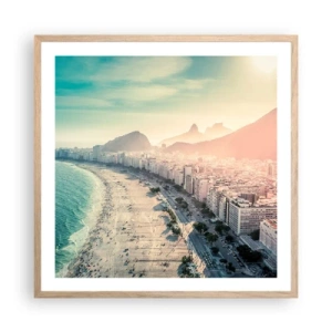 Plakat i ramme af lyst egetræ - Evig ferie i Rio - 60x60 cm