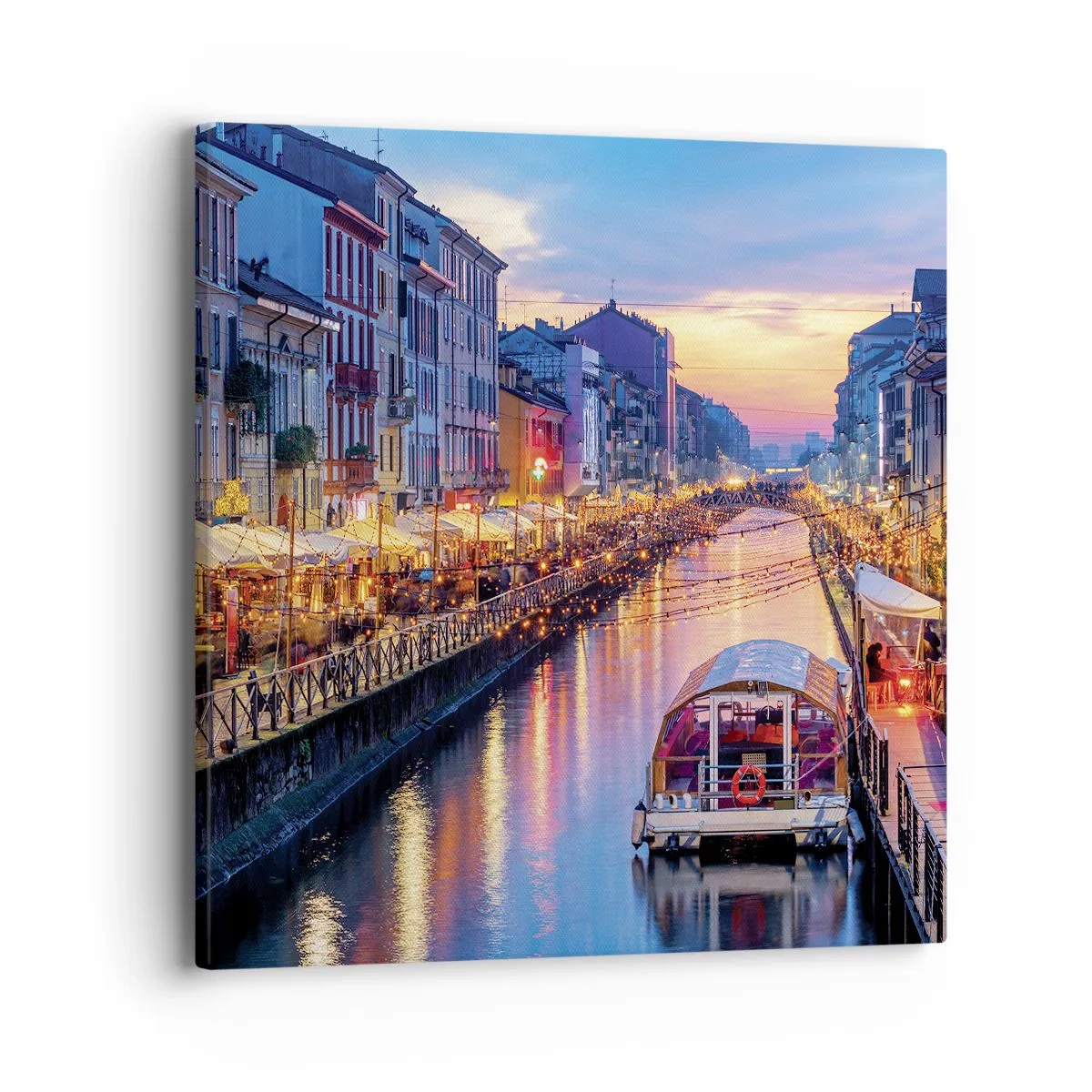 Lærredstryk - Billede på lærred - En aften med lys og sjov - 40x40 cm