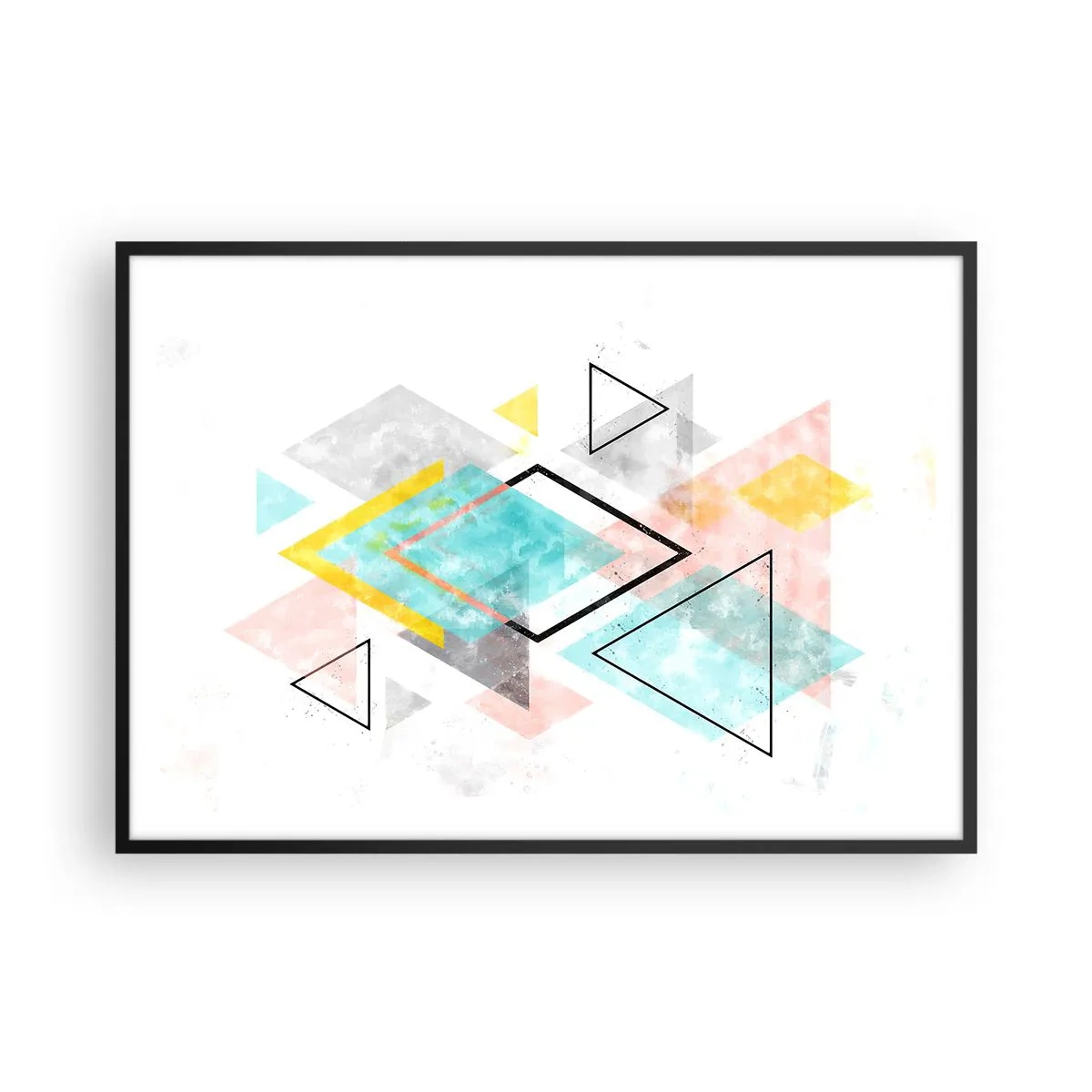 Plakat i sort ramme - Geometrisk leg - 100x70 cm