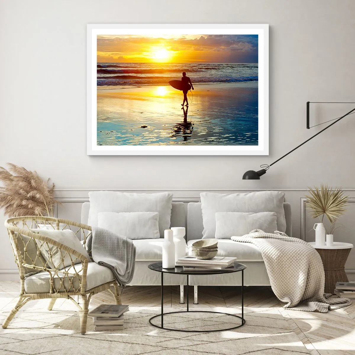 Plakat i hvid ramme - Krigerens tilbagevenden - 100x70 cm