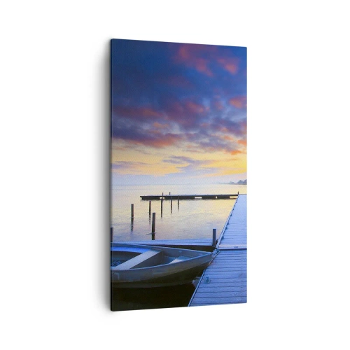 Lærredstryk - Billede på lærred - Violet-gylden sindsro - 45x80 cm