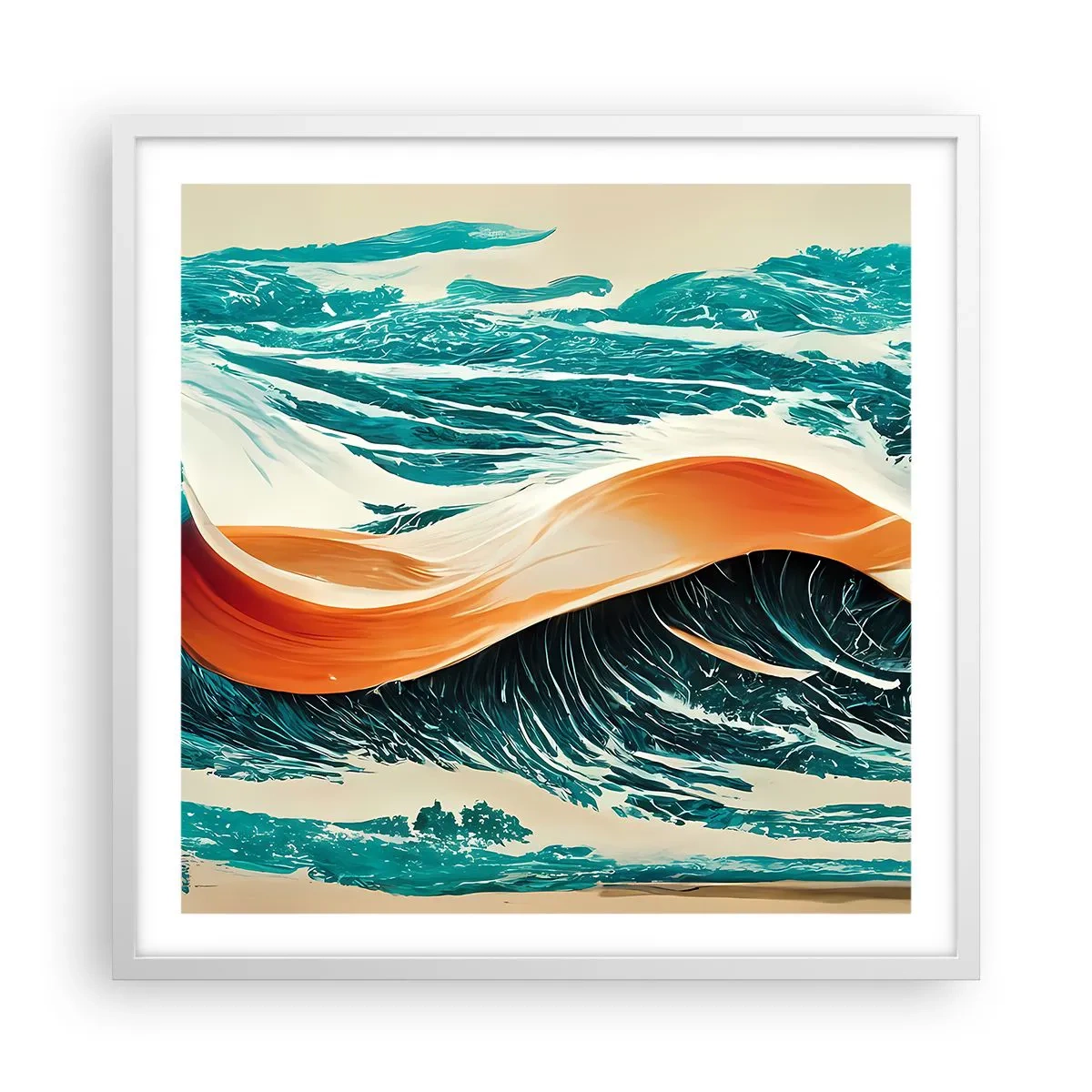 Plakat i hvid ramme - Surferens drøm - 60x60 cm