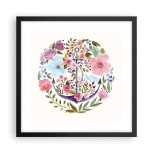 Plakat i sort ramme - En sømands gode nattesøvn - 40x40 cm