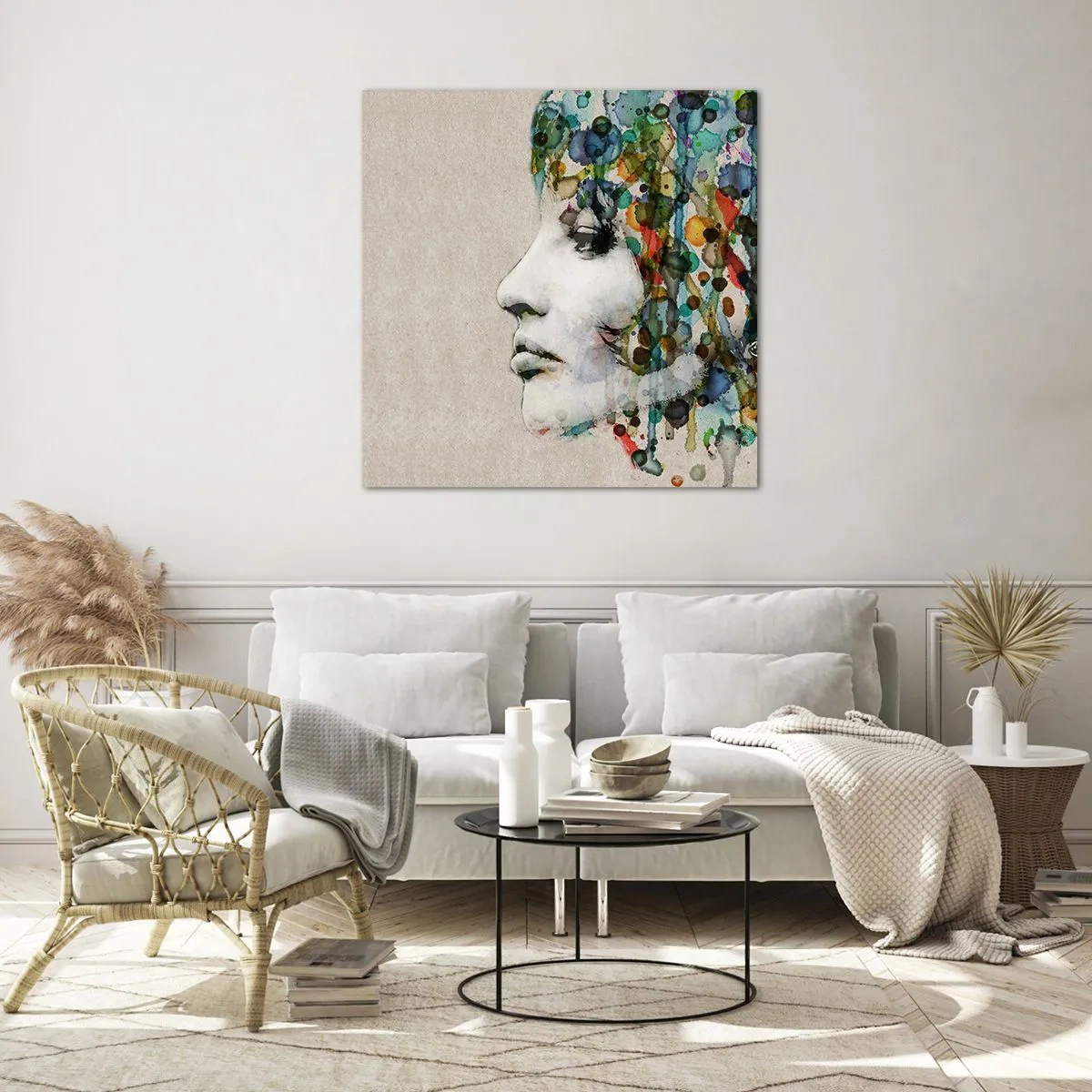 Billede på glas - Hun kom ud af den grå - 60x60 cm