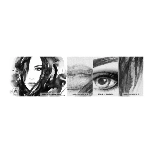 Prøve Fototapet Premium Canvas - Portræt af en dame i sort og hvidt - Abstraktion, Kvindens ansigt, Portræt - 100x30 cm