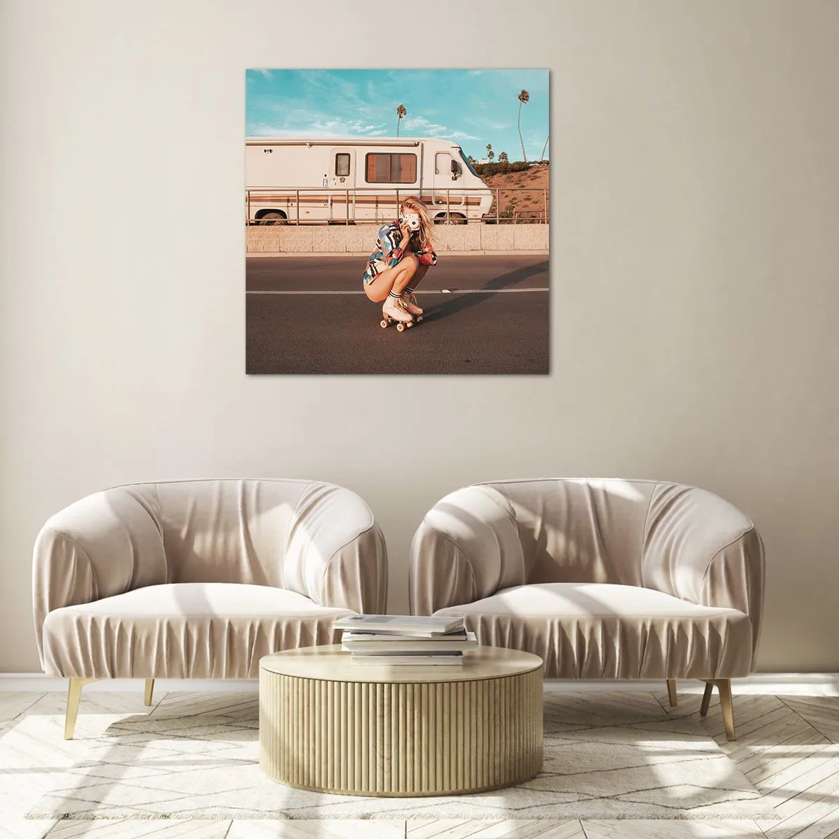 Billede på glas - Smil, tak! - 70x70 cm