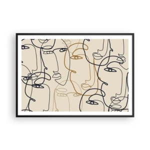 Plakat i sort ramme - Portræt ganget med hinanden - 100x70 cm