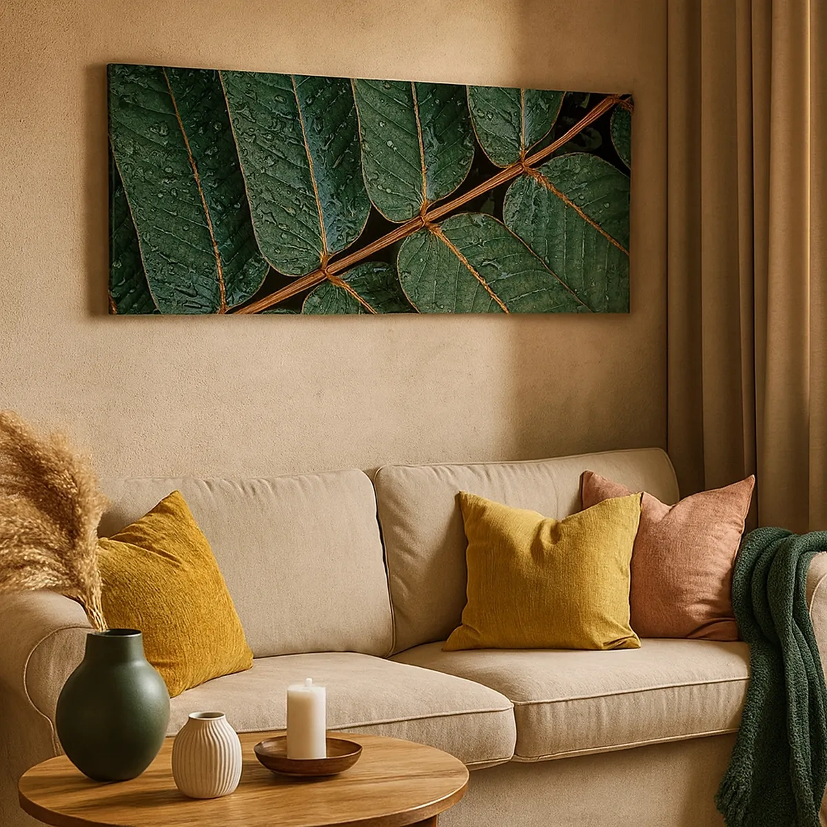 Lærredstryk - Billede på lærred - I en grøn rytme - 30x30 cm